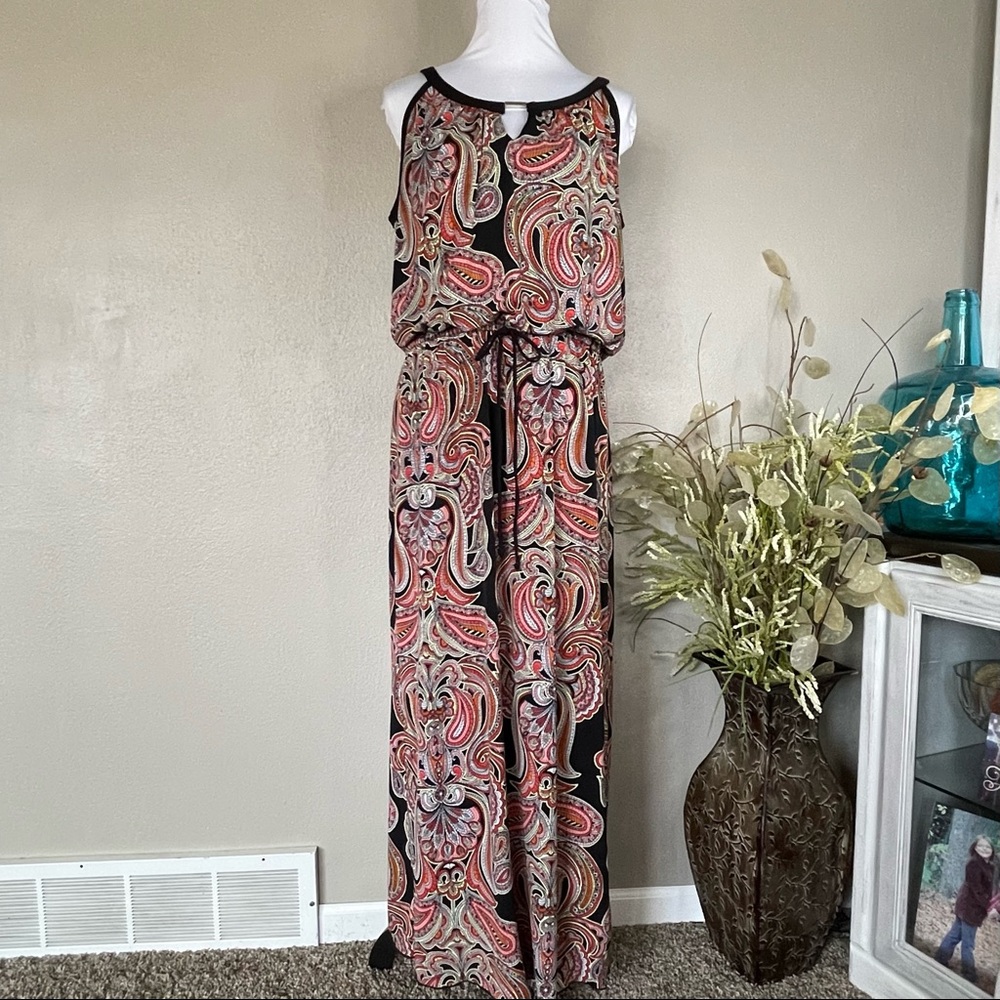 Enfocus Women | Black Paisley Maxi Dress ~Size 14